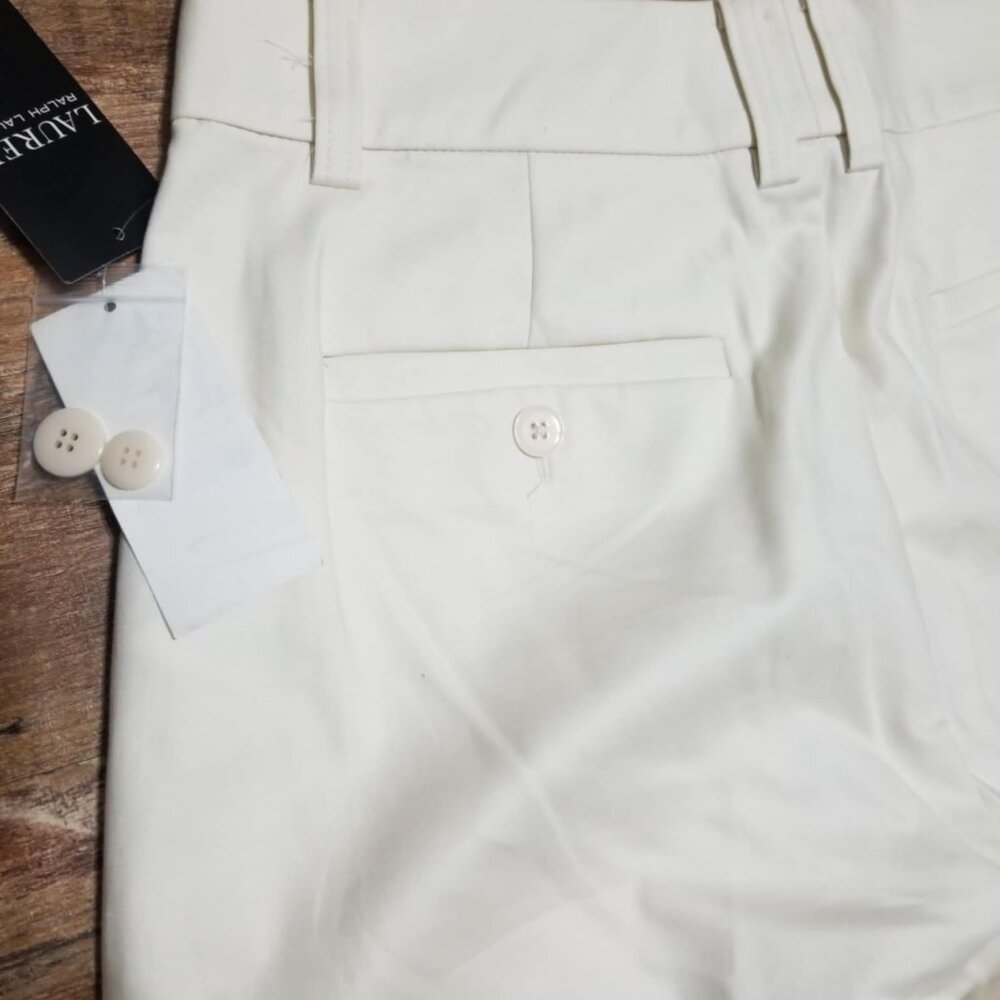 Ralph Lauren Pants Cropped Ankle Ivory Cream NWT 8 Office Modern Straight - Picture 7 of 8